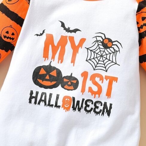 Thorn Tree Infant Newborn Baby Girl Boy Long Sleeve Romper Unisex Baby Halloween Outfits 2Pcs Hat+Jumpsuit Clothes Set (My first halloween set 1, 0-3 Months) in Saudi Arabia