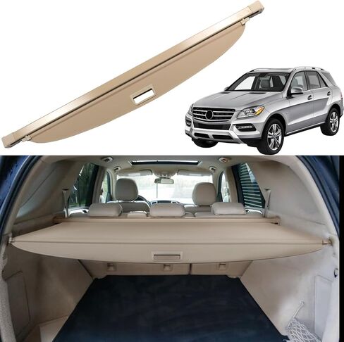 غطاء الحمولة لسيارة Mercedes Benz ML 2015 2014 2013 2012 GLE 2016 2017 2018 2019 غطاء صندوق السيارة بدون أي فجوة غطاء أمان صندوق السيارة الخلفي غطاء حماية للسيارة، أسود in Kuwait