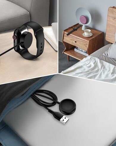 Wireless iWatch Charger Cable for Newest Apple Watch Series Ultra 9 8 7 6 5 4 3 SE, Magnetic i Watch Fast Charging Cord 3ft Portable Pad Dock Stand for Apple smartwatch 38/40/41/42/44/45mm Cargador in Saudi Arabia