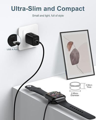 Wireless iWatch Charger Cable for Newest Apple Watch Series Ultra 9 8 7 6 5 4 3 SE, Magnetic i Watch Fast Charging Cord 3ft Portable Pad Dock Stand for Apple smartwatch 38/40/41/42/44/45mm Cargador in Saudi Arabia