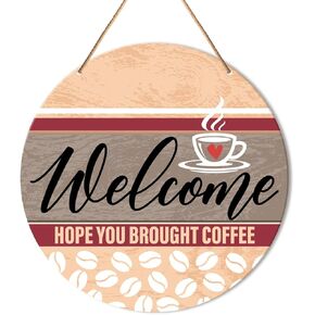 Muktoujaumai Welcome Sign Front Door Decor, Welcome Round Hanging Sign Decor Rustic Decorations Dragonfly Wall Wood Sign for Door, Porch, Home, Housewarming Gift for New House Friend Family