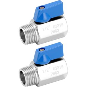 QWORK 2 Pack 3/4" NPT 316 Stainless Steel Inline Valve, Mini Ball Valve Shut-Off Valve, Female x Male NPT Thread Pipe Fitting