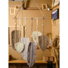 Siykkay Macrame Wall Hanging with Wood Bead Detail, Boho Tapestry Wall Decor, Chic Bohemian Handmade Woven Home Decoration suitable for Bedroom, Living Room, or Wedding Party.