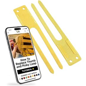 TOFL Yellow Baseball Glove Thumb and Pinky Replacement Leather Loops | Durable Laces for Baseball Gloves, Softball Mitts for Adult and Kids | Glove Loop Baseball Repair for Men, Women | Yellow