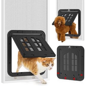 Pet Screen Door, Dog Screen Door Flap Size 12x14Inch, Magnetic Self-Closing Pet Screen Door with Locking Function, Sturdy Screen Door for Dogs&Cats, Mosquito Prevention