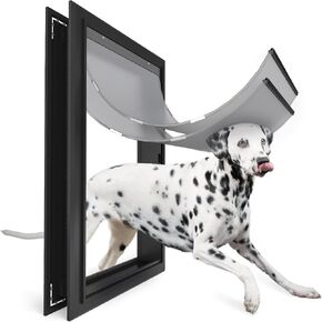 Dog Door, Heavy Duty Large Dog Doors, Aluminum Dog Door for Extreme Weather, Weatherproof, Easy Installation, Durable (Large, Silver)