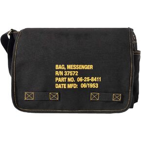 Heavyweight Canvas Classic Messenger Bag With Stencil Crossbody Shoulder Bag, Olive Drab