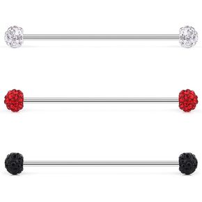 Ruifan 16G Stainless Steel Industrial Barbell Earring Cartilage Body Piercing Jewelry 1 1/2 Inch(38mm)