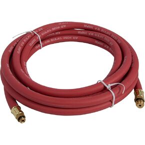 Steelman 50-Foot x 3/8-Inch ID Rubber Air Hose for Pneumatic Tools, 3/8-Inch Male NPT Brass Fittings, 300-PSI Working Pressure, Abrasion/Chemical Resistant, Premium Rubber