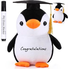 12 Inch Graduation Autograph Stuffed Animal 2024 White Smooth Fabric Stuffed Toy with Congrats Grad Plush Autograph Stuffed Animal with Black Marking Pen for Graduate Student Party(Bear)