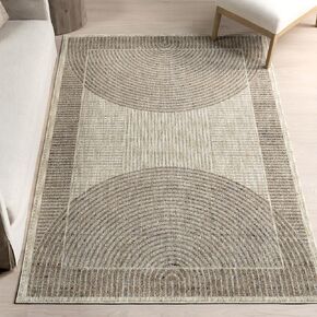 nuLOOM Rhona Modern Moon Area Rug, Grey, 7' x 9', Durable, Modern, Low Pile, Non-Shedding, Easy Clean, Living Room Rug, Sleek and Functional, Polyester, Machine Made