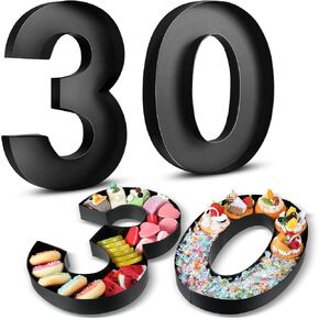 2 Pcs 13.6" Fillable Cardboard Number, Paper Mache Numbers for Birthday Decoration Charcuterie Party Anniversary Fillable Paper Chocolate Candy Gift Box(Black,80)