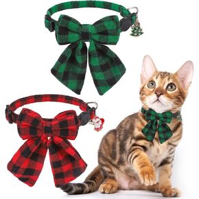 SCENEREAL Floral Cat Bandana Collars - 2 Pack Breakaway Kitten Collars with Bell Bowtie, Accessories for Pet Birthday Collars, Adjustable Cute Cat Collars for Cats and Small Dogs Boys Girls, (White)