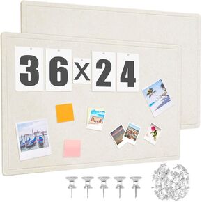 SmoothNovelty 2 Pack Felt Bulletin Board Decorative Picture Framed Display Board 36 x 24 Inch Alternative Foldable Felt Pin Board with 20 Push Pins for School Home Office Kitchen Walls in Saudi Arabia