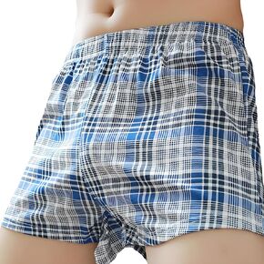 Mens Cotton Plaid Boxer Shorts Loose Fit Multicolor