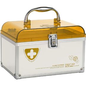 Medicine Lock Box with Key,Pink,8.46 * 5.87 * 5.51 Inch,Locked Medicine Box with Child Safe Lock