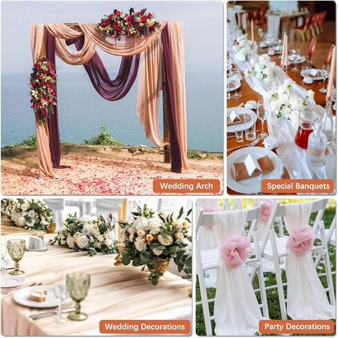 Nialnant 6 حزمة مفرش طاولة من القماش القطني الوردي الفاتح بطول 6.10 قدم، مفارش طاولة من الشاش لحفلات الزفاف، وحفلات أعياد الميلاد، وديكور طاولة عيد الفصح in Kuwait