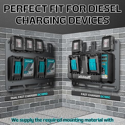 FETESNICE Wall Mount for Makita Battery Holder and DC18RD DC18RC Charger,6mm thick mount for Makita Charger,Perfect Organization for Your Makita 14.4V/18V Tools and Accessories in Saudi Arabia