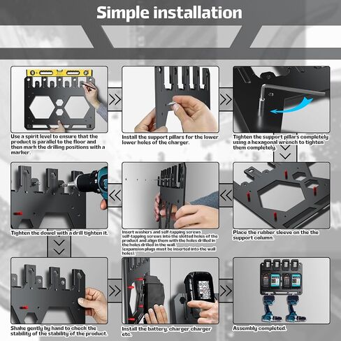 FETESNICE Wall Mount for Makita Battery Holder and DC18RD DC18RC Charger,6mm thick mount for Makita Charger,Perfect Organization for Your Makita 14.4V/18V Tools and Accessories in Saudi Arabia