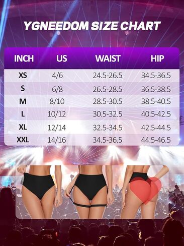 YgneeDom Women's Rave Bottoms : High Waisted Thong Bikini Bottoms with Removable Garter Sexy Hot Pants for Festival in Saudi Arabia