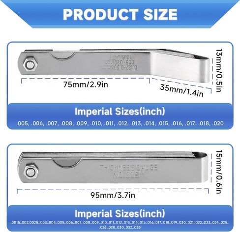 2 Pack Stainless Steel Feeler Gauge Set, 32 Blades 0.04-0.88 mm Dual Marked Metric and Imperial Gap Measuring Tool Width and Thickness for Guitar, Spark Plug, Piston Measure in Saudi Arabia