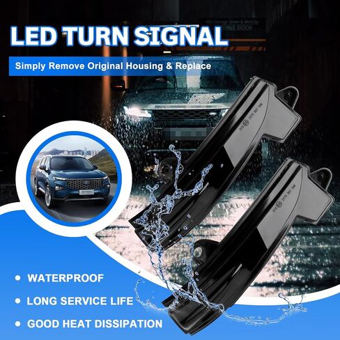 [2pcs] Side Mirror Turn Signal Lights for Ford Fiesta ST MK7 B-Max 2008-2017 Replacement# 1748313/1748314 Sequential Dynamic Mirror Turn Signal Lights Assemely-Smoked Lens in Saudi Arabia
