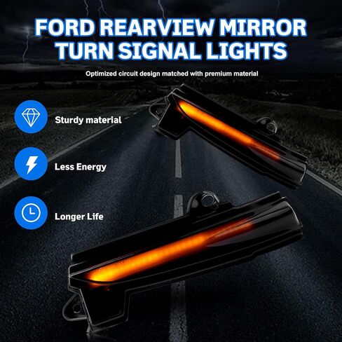 [2pcs] Side Mirror Turn Signal Lights for Ford Fiesta ST MK7 B-Max 2008-2017 Replacement# 1748313/1748314 Sequential Dynamic Mirror Turn Signal Lights Assemely-Smoked Lens in Saudi Arabia