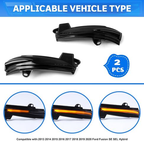 [2pcs] Side Mirror Turn Signal Lights for Ford Fiesta ST MK7 B-Max 2008-2017 Replacement# 1748313/1748314 Sequential Dynamic Mirror Turn Signal Lights Assemely-Smoked Lens in Saudi Arabia