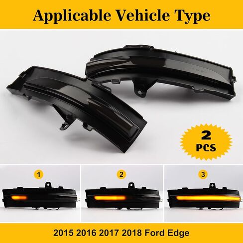 [2pcs] Side Mirror Turn Signal Lights for Ford Fiesta ST MK7 B-Max 2008-2017 Replacement# 1748313/1748314 Sequential Dynamic Mirror Turn Signal Lights Assemely-Smoked Lens in Kuwait