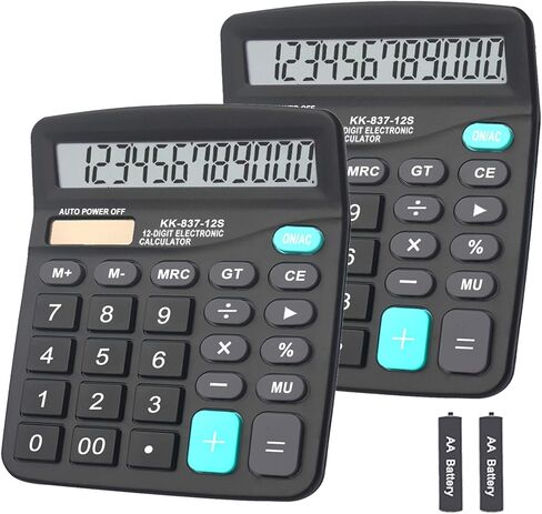 Calculators, BESTWYA 12-Digit Dual Power Handheld Desktop Calculator with Large LCD Display Big Sensitive Button … (5 Silver,New) in Kuwait