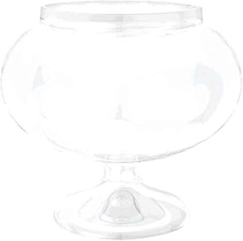 Elegant Short Round Clear Plastic Pedestal Jar with Silver Sparkling Gems - 6.25" | Perfect for Wedding Reception, Bridal Shower & Special Events - 1 Pc. in Saudi Arabia