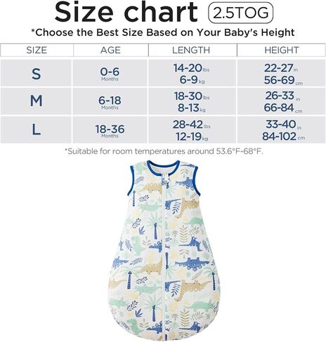 Duomiaomiao 3.5 TOG Baby Sleep Sack 100% Cotton Winter Long Sleeve Baby Wearable Blanket, Super Warm Quilted Comfy Toddler Sleeping Bag in Saudi Arabia