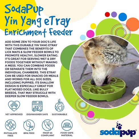 SodaPup Garden Tipsy Bowl eMat - وحدة تغذية متينة لإثراء حصيرة اللعق مصنوعة في الولايات المتحدة الأمريكية من مطاط غير سام وآمن للحيوانات الأليفة وآمن للطعام للتحفيز الذهني، وتجنب الإفراط في التغذية، والتهدئة، والمزيد in Kuwait