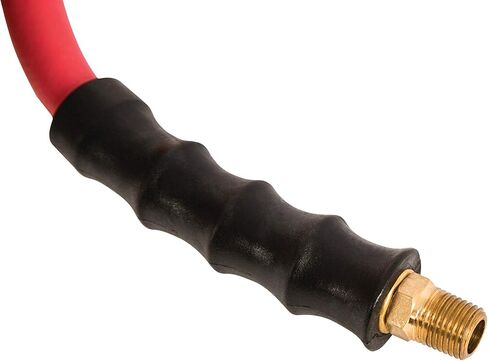 خرطوم هواء مطاطي من Steelman بطول 50 قدم × 3/8 بوصة للأدوات الهوائية، تركيبات نحاسية ذكر NPT مقاس 3/8 بوصة، ضغط عمل 300 رطل لكل بوصة مربعة، مقاوم للتآكل/الكيماويات، مطاط ممتاز in Saudi Arabia