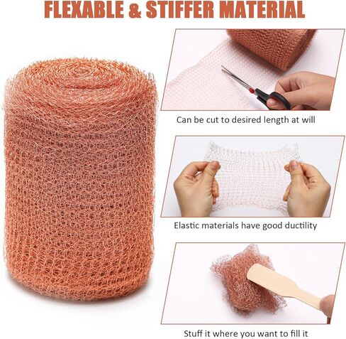 Copper Mesh Roll for Mice Rodent Repellent, 100% Copper Mesh Roll (5 in x 50 ft)- Perfect for Hole Blocking, Gardening, Sturdy and Durable Copper Mesh Rodent Control in Saudi Arabia