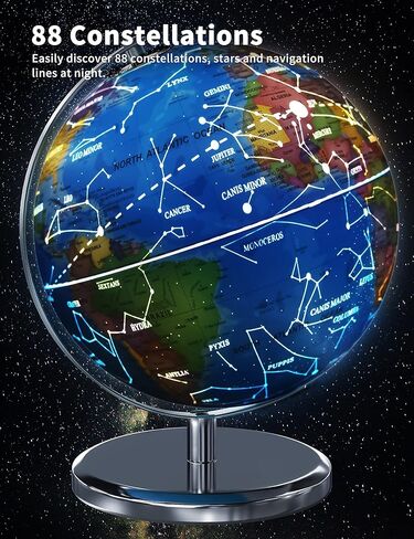 كرة أرضية مضيئة مقاس 9 بوصات مع حامل، كرات تعليمية للأطفال لتعليم الأطفال، تفاصيل خريطة العالم الملونة عالية الدقة، مصباح LED لديكور غرف المعيشة in Kuwait