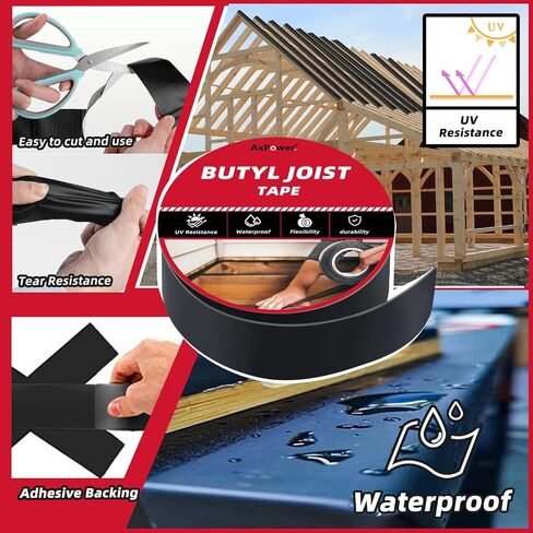 4 Rolls Joist Tape for Decking 4" x 50', Weather-Resistant Butyl Deck Joist Tape, Waterproof and Anti-Corrosion Deck Tape, Self Adhesive Deck Flashing Tape for Wood Decks Beams Roof (4 inch x 50 feet) in Saudi Arabia