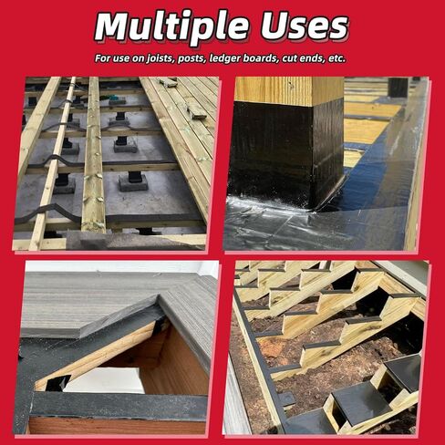 4 Rolls Joist Tape for Decking 4" x 50', Weather-Resistant Butyl Deck Joist Tape, Waterproof and Anti-Corrosion Deck Tape, Self Adhesive Deck Flashing Tape for Wood Decks Beams Roof (4 inch x 50 feet) in Saudi Arabia