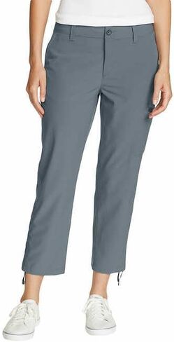 Eddie Bauer Capri Pants for Women with Side Zipprer Cargo Pocket - Women's Hiking Pants with Belt Loop - Ripstop Capri (Black, 14) in Saudi Arabia