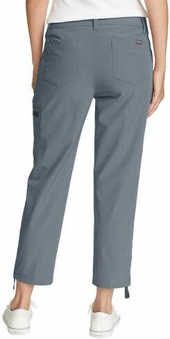 Eddie Bauer Capri Pants for Women with Side Zipprer Cargo Pocket - Women's Hiking Pants with Belt Loop - Ripstop Capri (Black, 14) in Saudi Arabia