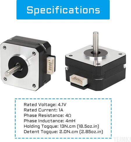 Nema 17 Stepper Motor 40MM Bipolar 1.5 A 42 Motor 42Ncm (59.47oz.in) 2 Phase 4-Lead Stepper Motor 1.8 Degree with 1m Cable and Connector for DIY CNC 3D Printer, 1.66x1.66x1.58inch in Saudi Arabia