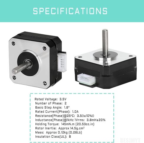 Nema 17 Stepper Motor 40MM Bipolar 1.5 A 42 Motor 42Ncm (59.47oz.in) 2 Phase 4-Lead Stepper Motor 1.8 Degree with 1m Cable and Connector for DIY CNC 3D Printer, 1.66x1.66x1.58inch in Saudi Arabia