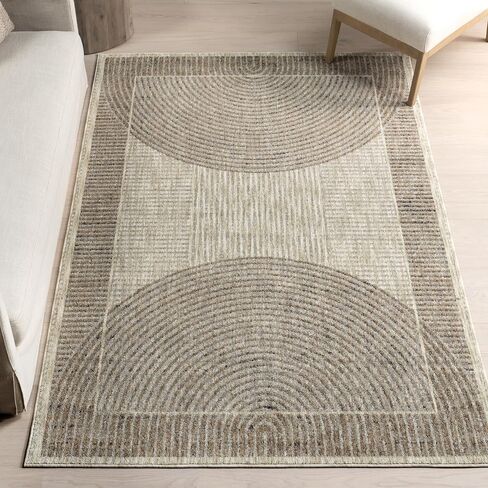 nuLOOM Rhona Modern Moon Area Rug, Grey, 7' x 9', Durable, Modern, Low Pile, Non-Shedding, Easy Clean, Living Room Rug, Sleek and Functional, Polyester, Machine Made in Saudi Arabia