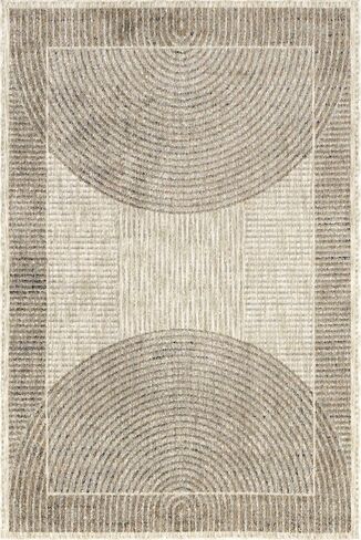 nuLOOM Rhona Modern Moon Area Rug, Grey, 7' x 9', Durable, Modern, Low Pile, Non-Shedding, Easy Clean, Living Room Rug, Sleek and Functional, Polyester, Machine Made in Saudi Arabia