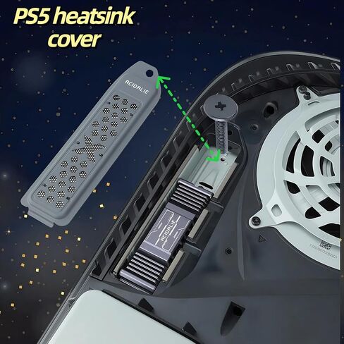 ACIDALIE PS5 Slim M.2 SSD فتحة توسيع المبدد الحراري | فتحة تبديد الحرارة للغطاء المعدني | فتحة تهوية جديدة لجهاز PS5 (فضي) in Kuwait