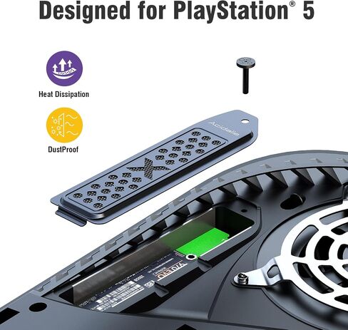 ACIDALIE PS5 Slim M.2 SSD فتحة توسيع المبدد الحراري | فتحة تبديد الحرارة للغطاء المعدني | فتحة تهوية جديدة لجهاز PS5 (فضي) in Kuwait