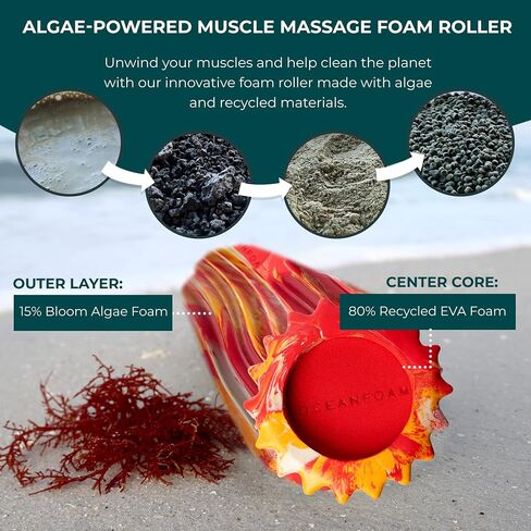 Oceanfoam Ripple Roller - أسطوانة إسفنجية لتدليك العضلات لآلام الظهر والتمدد - مموج مريح - اليوجا وألعاب القوى والعافية - حجم السفر، 11 بوصة × 3.35 بوصة - رخامي أسود in Kuwait