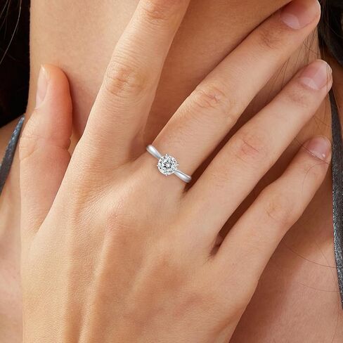 MDFUN 0.5/1/2CT مويسانيتي خاتم الخطوبة والزفاف للنساء، 925 الفضة الاسترليني 18 قيراط مطلي بالذهب الأبيض مويسانيتي حلقات مفتوحة قابلة للتعديل خاتم الخلود in Kuwait