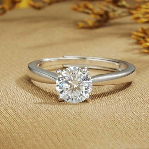 MDFUN 0.5/1/2CT مويسانيتي خاتم الخطوبة والزفاف للنساء، 925 الفضة الاسترليني 18 قيراط مطلي بالذهب الأبيض مويسانيتي حلقات مفتوحة قابلة للتعديل خاتم الخلود in Kuwait