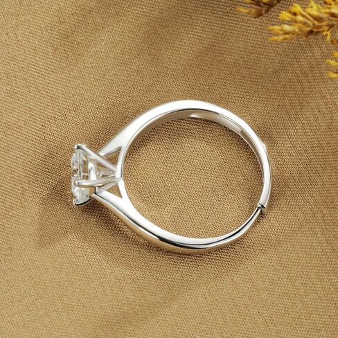 MDFUN 0.5/1/2CT مويسانيتي خاتم الخطوبة والزفاف للنساء، 925 الفضة الاسترليني 18 قيراط مطلي بالذهب الأبيض مويسانيتي حلقات مفتوحة قابلة للتعديل خاتم الخلود in Kuwait